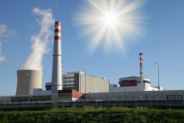 Nuclear power plant at night - Temelin, Czech Republic