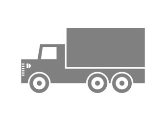 Grey truck icon on white background