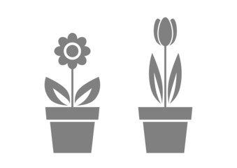 Grey flower icons on white background