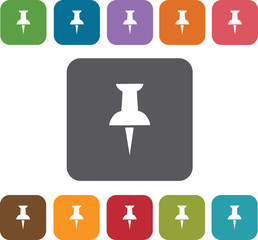 Pin Map Icons and Location Icons set. Rectangle colorful 12 butt