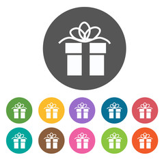 Valentines icons set. Round colorful 12 buttons. Illustration ep