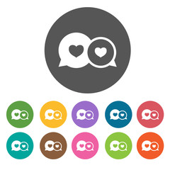 Fototapeta premium Valentines icons set. Round colorful 12 buttons. Illustration ep