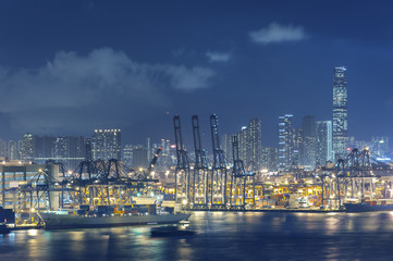 Fototapeta na wymiar Container port in Hong Kong