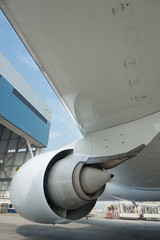 Close up of aircraft Jet Engine