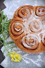 cake from flaky pastry with berries