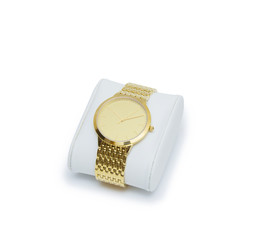 golden modern wrist watch isolated