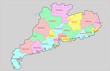 Map of China Guangdong Province