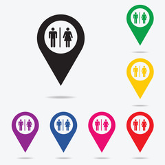 Map pointer with toilet.