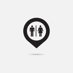 Map pointer with toilet.