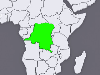 Fototapeta premium Map of worlds. Democratic Republic of Congo.
