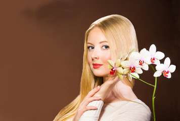 Naklejka premium Girl with flower