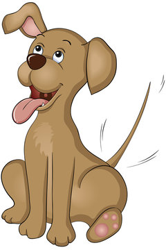 kleiner Hundewelpe wedelt mit Schwanz