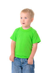 Fototapeta premium cute boy in green t-shirt