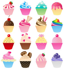 Cup cake vector set