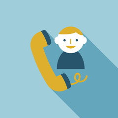 phone service flat icon with long shadow