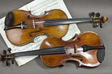 Fototapeta premium beautiful violin on a sheet music background