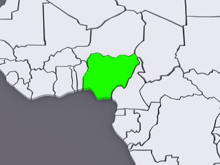 Map of worlds. Nigeria.
