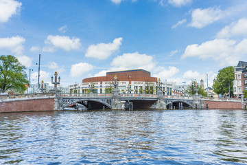 Blauwbrug (Blue Bridge) in Amsterdam, Netherlands.