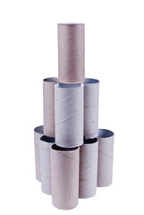 Empty toilet paper rolls tower