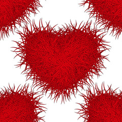 Monster red heart. Seamless pattern. Eps 10.