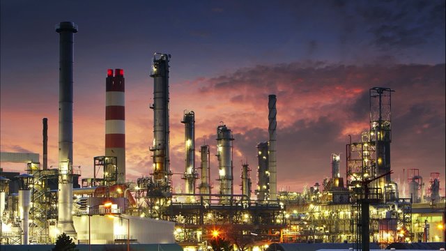Oil Industry - refinery plant, time lapse