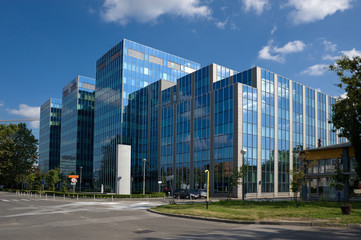 Corporate glass building