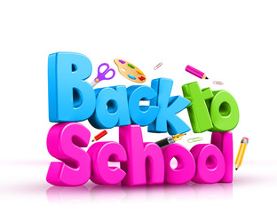 Colorful 3D Text of Back to School