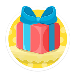 Vector Gift Box Flat Round Icon