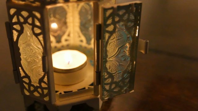 Candle in a lantern - closeup