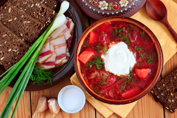 Fototapeta na wymiar Ukrainian soup borsch