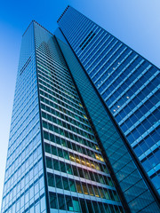 Fototapeta premium Skyscraper in the business district of Frankfurt