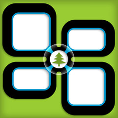 four boxes for entering text with tree symbol