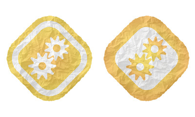 two frames with texture crumpled paper and cogwheels
