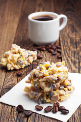 Dessert with white chocolate and coffee