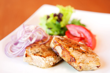 Pork steaks roasted in the oven