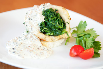 Squid stuffed with spinach