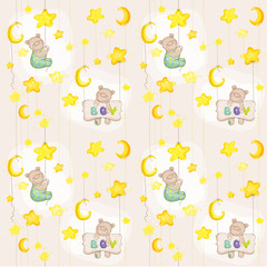 Baby Bear Seamless Pattern - for background, design, card