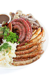 Grilled assorted sausages