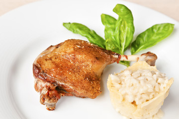 Fried chicken with risotto