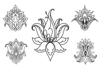 Persian floral paisley ornaments and elements