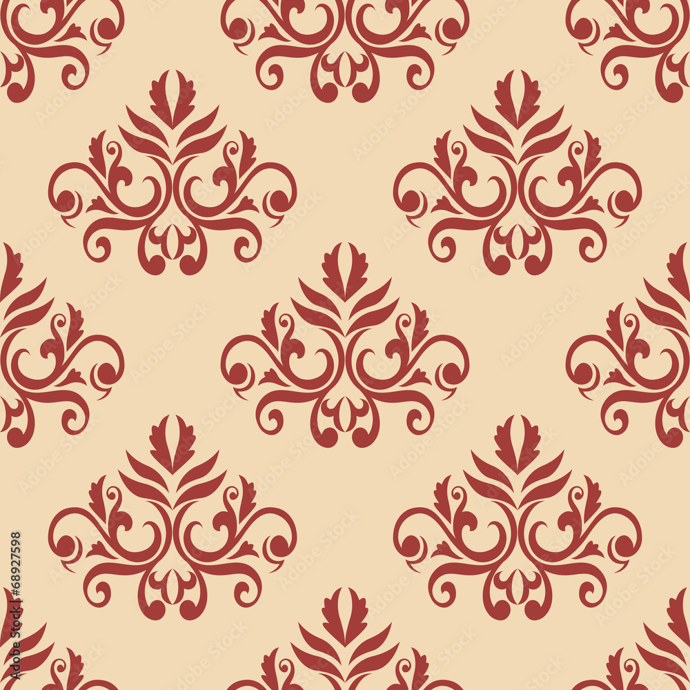 Poster red retro seamless pattern on beige backgrouund
