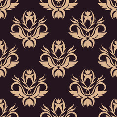 Beige colored floral seamless pattern