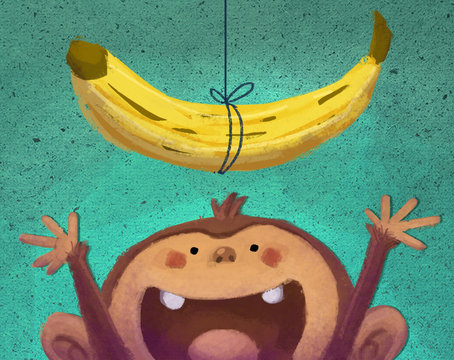 mono y plátano
