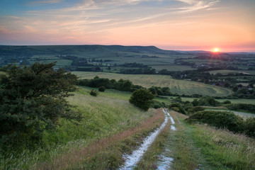 Landscape image Summer sunset view over English countryside