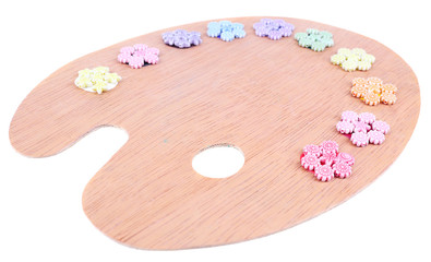 Palette with beads isolated on white