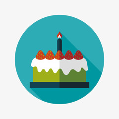birthday cake flat icon with long shadow,eps10