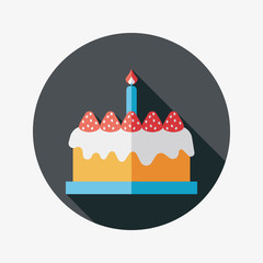 birthday cake flat icon with long shadow,eps10