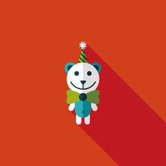 birthday teddy bear flat icon with long shadow,eps10