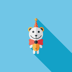 birthday teddy bear flat icon with long shadow,eps10