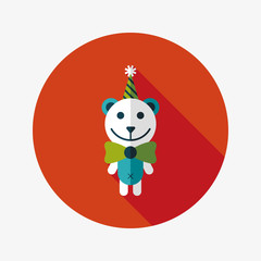 birthday teddy bear flat icon with long shadow,eps10